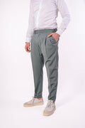 Pantalone in fresco lana con doppia fibia