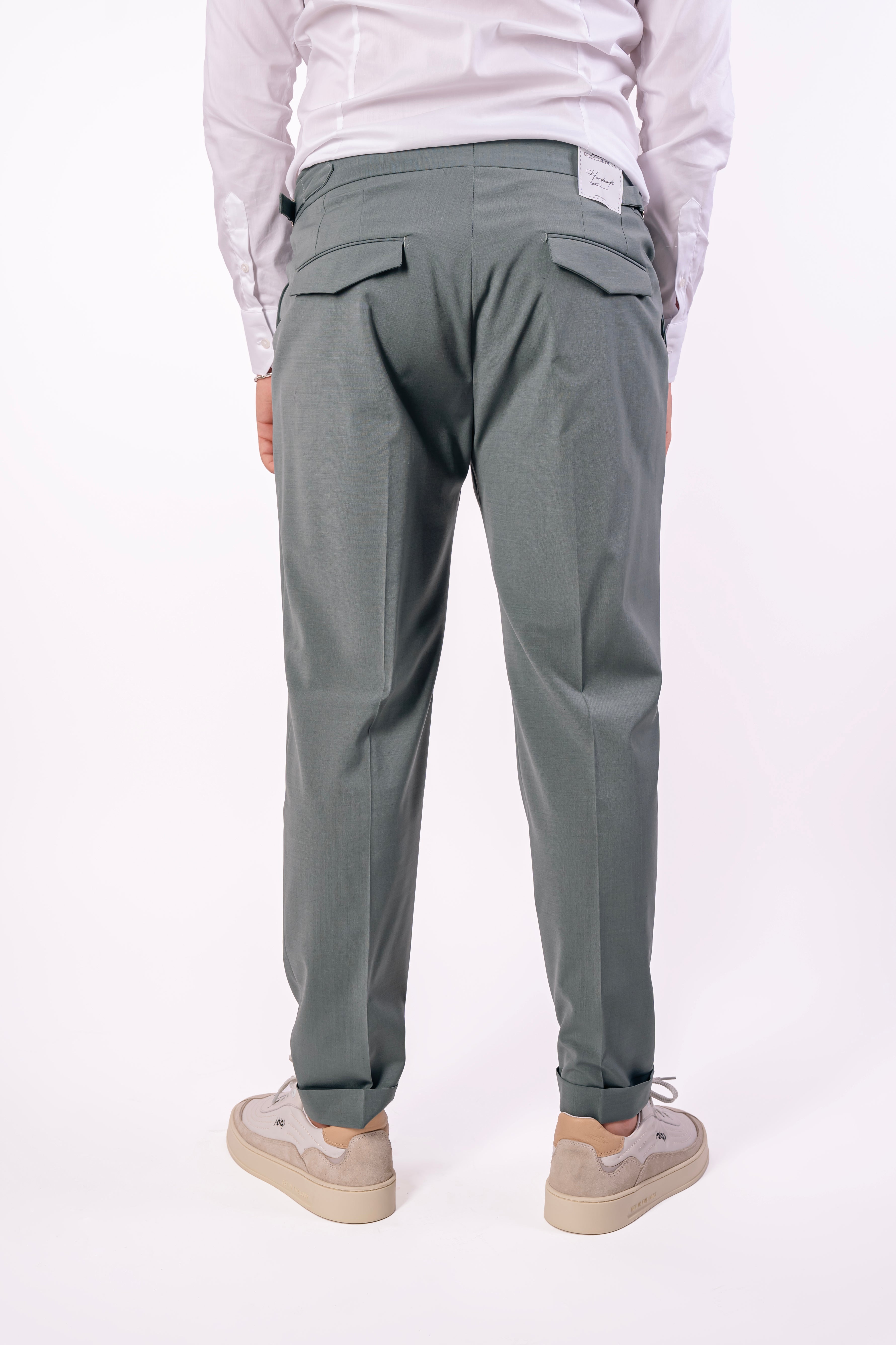 Pantalone in fresco lana con doppia fibia