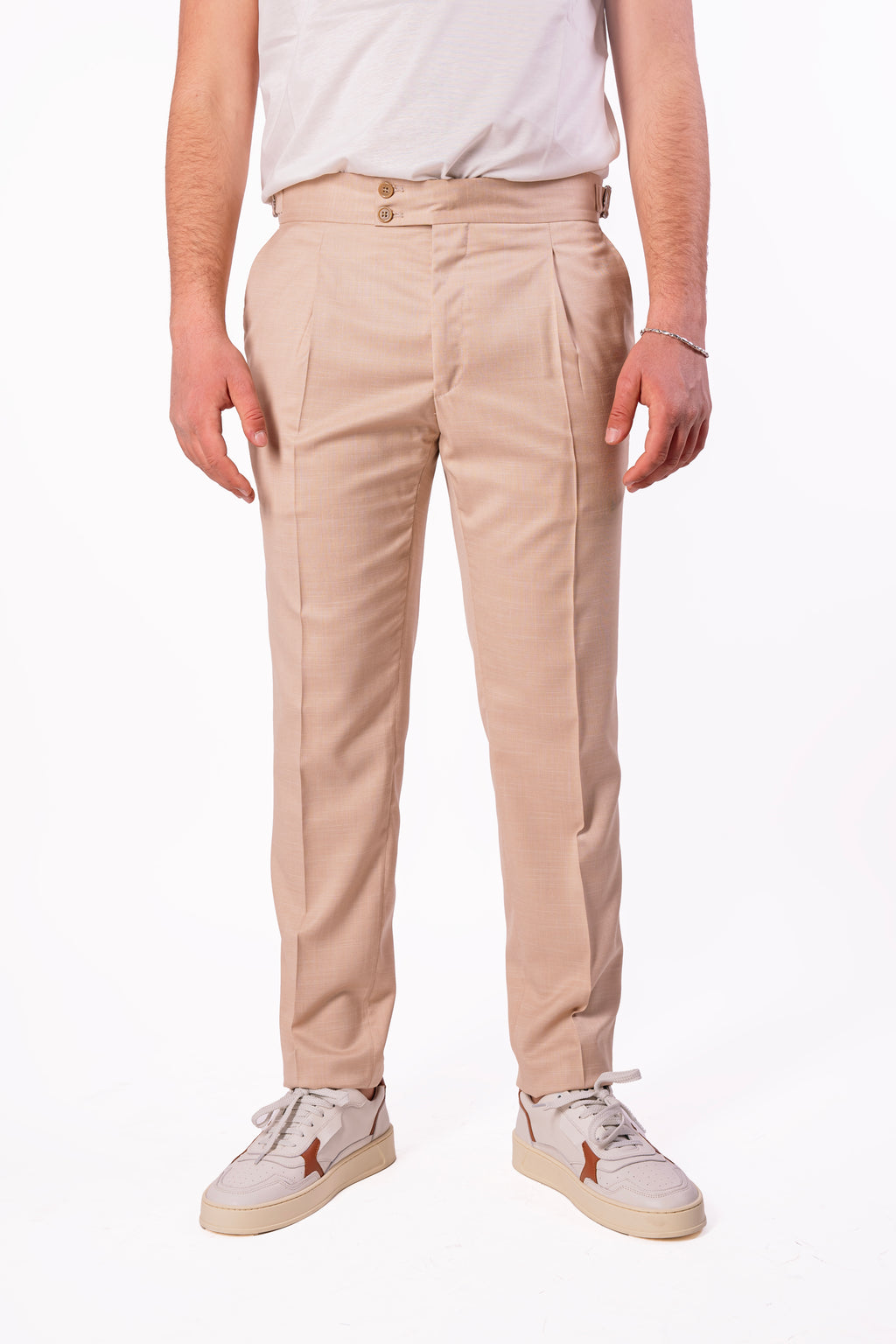 Pantalone vita alta fiammato