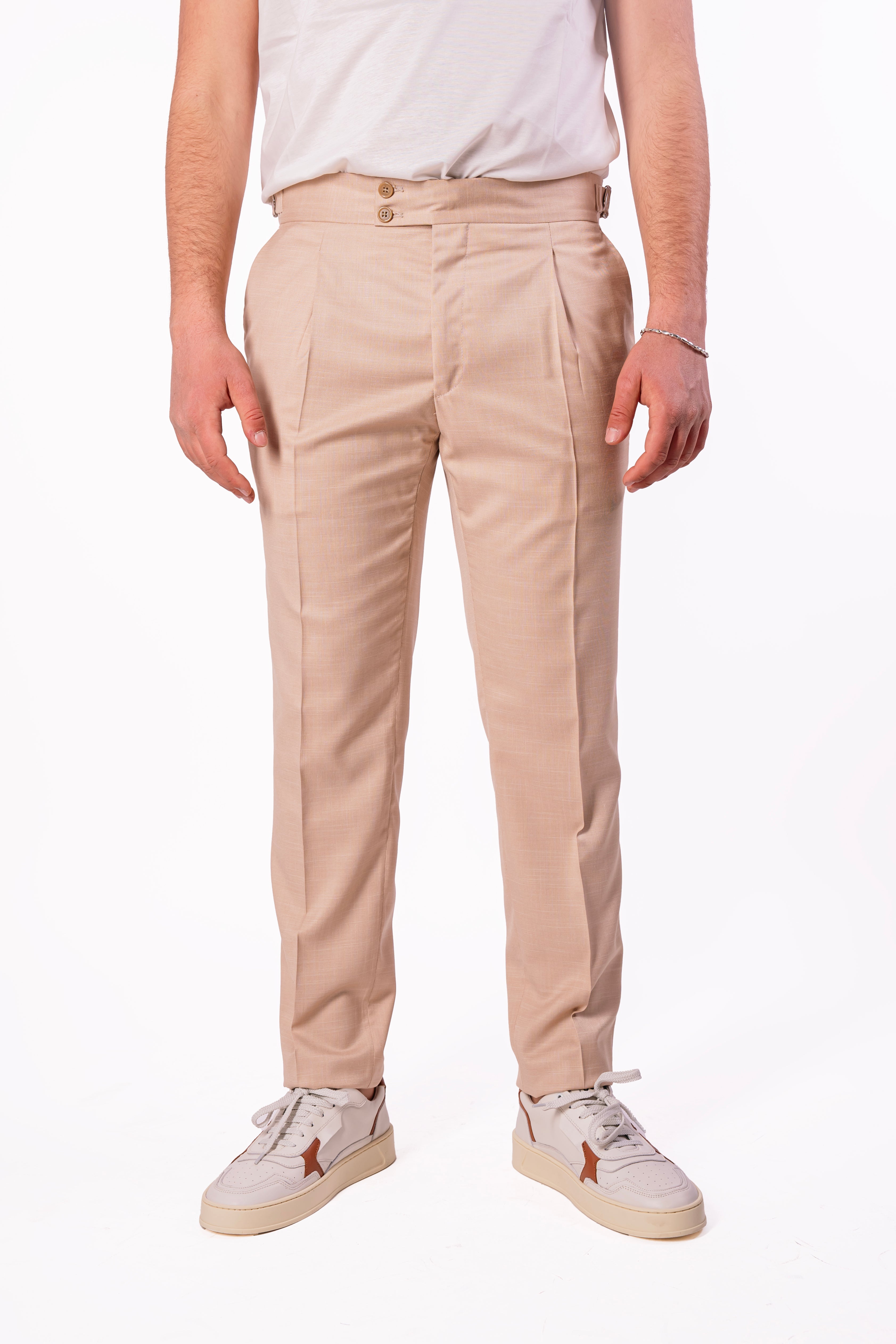 Pantalone vita alta fiammato