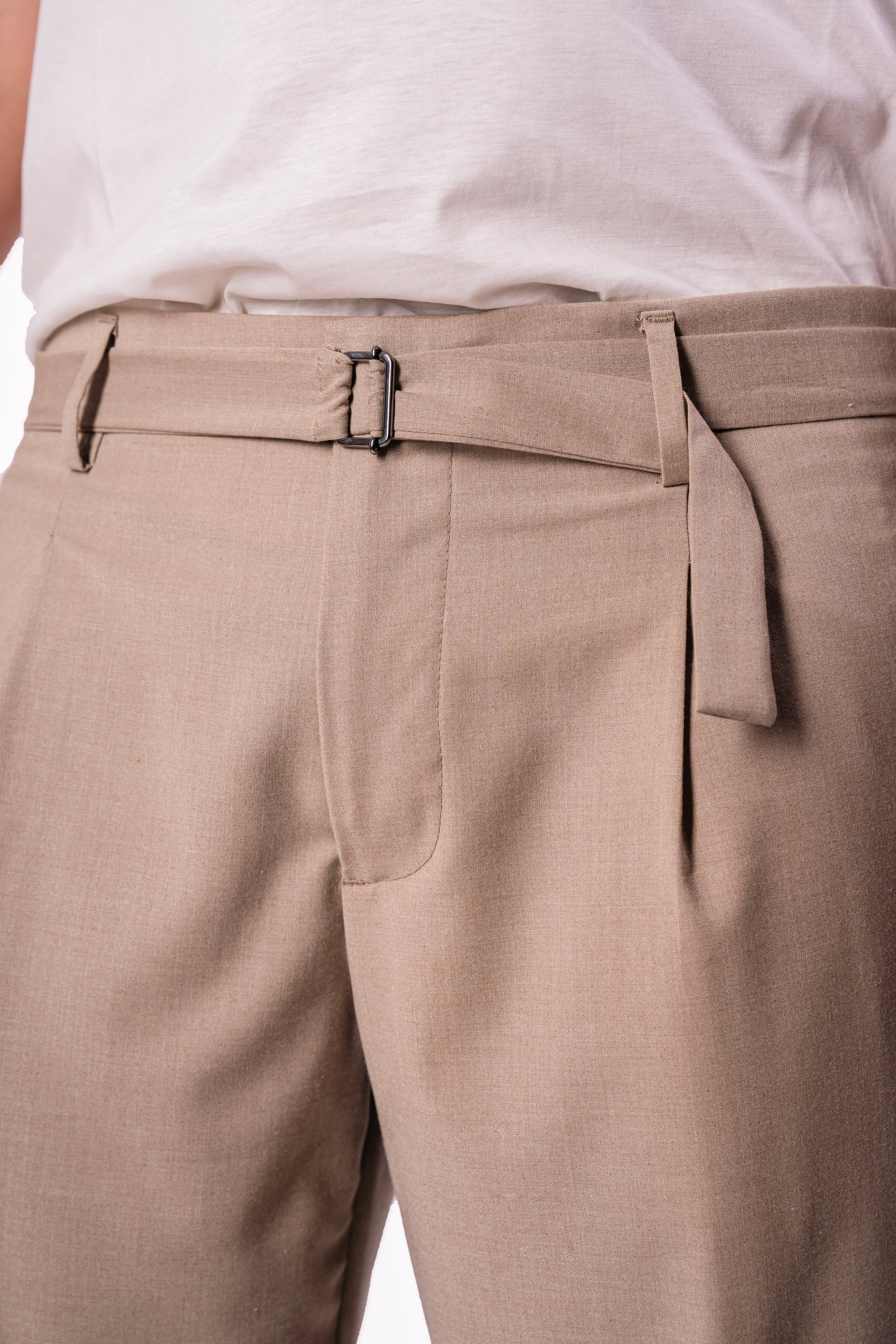 Pantalone con cinturino in fresco lana