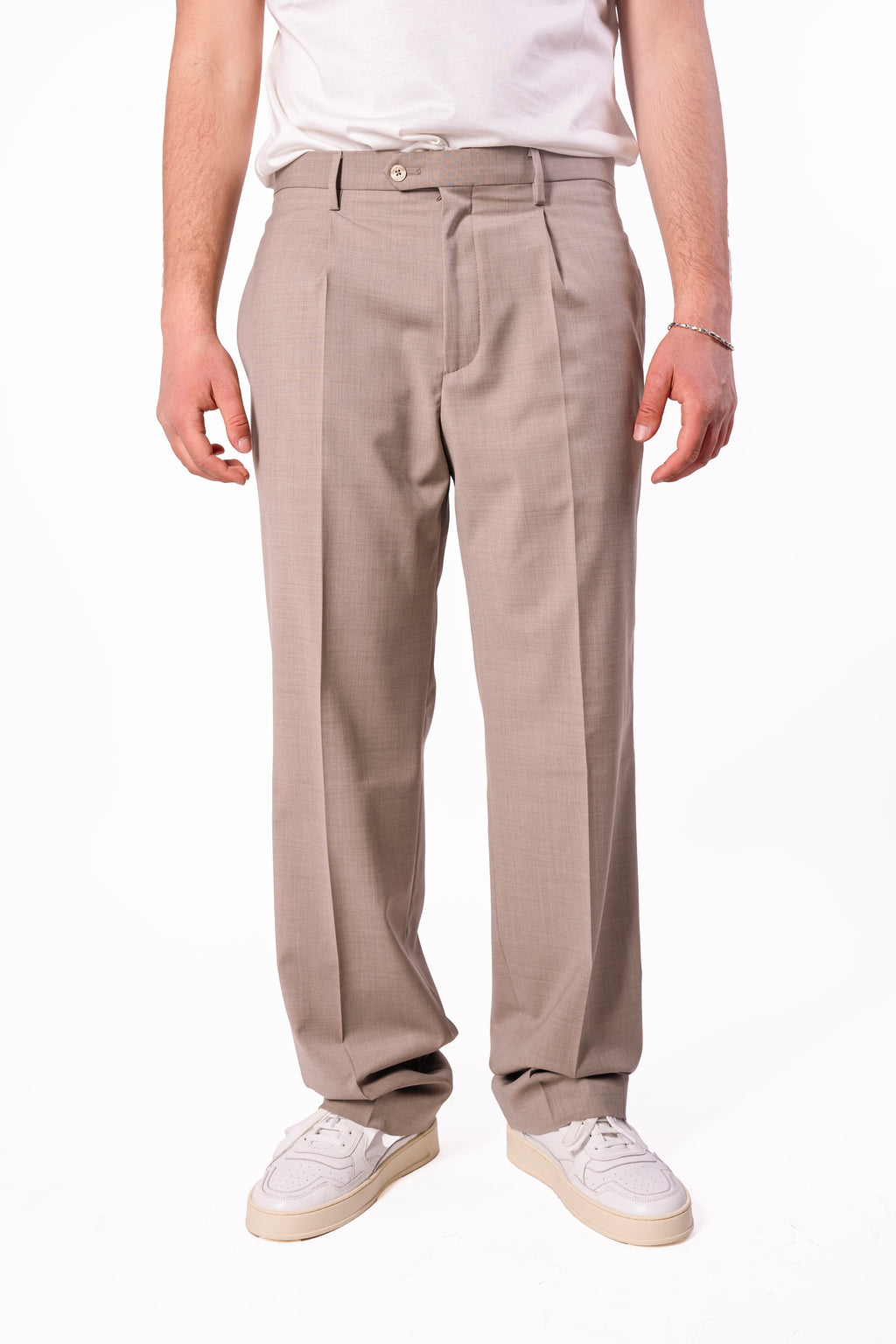Pantalone baggy fit in fresco lana