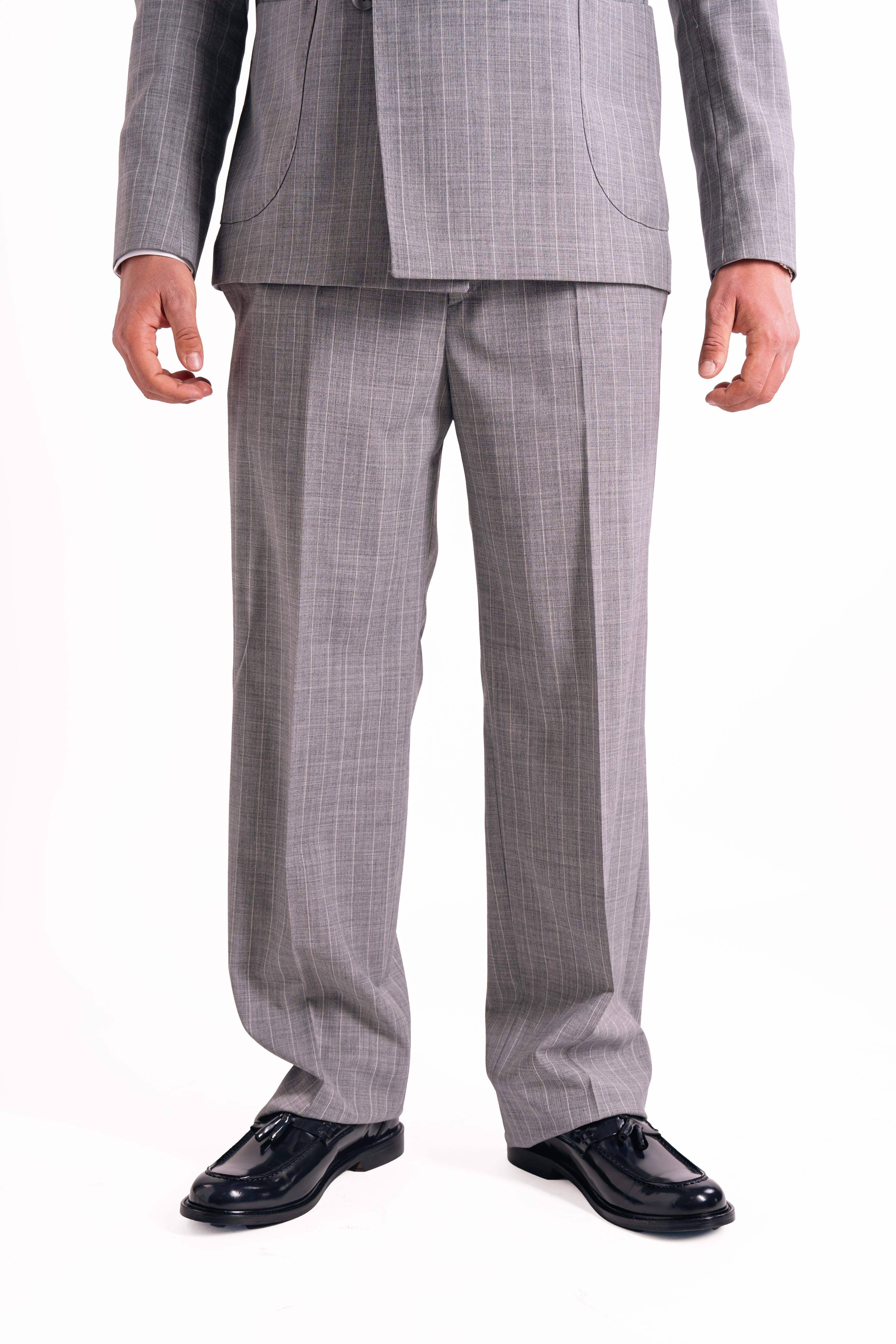 Pantalone gessato in fresco lana