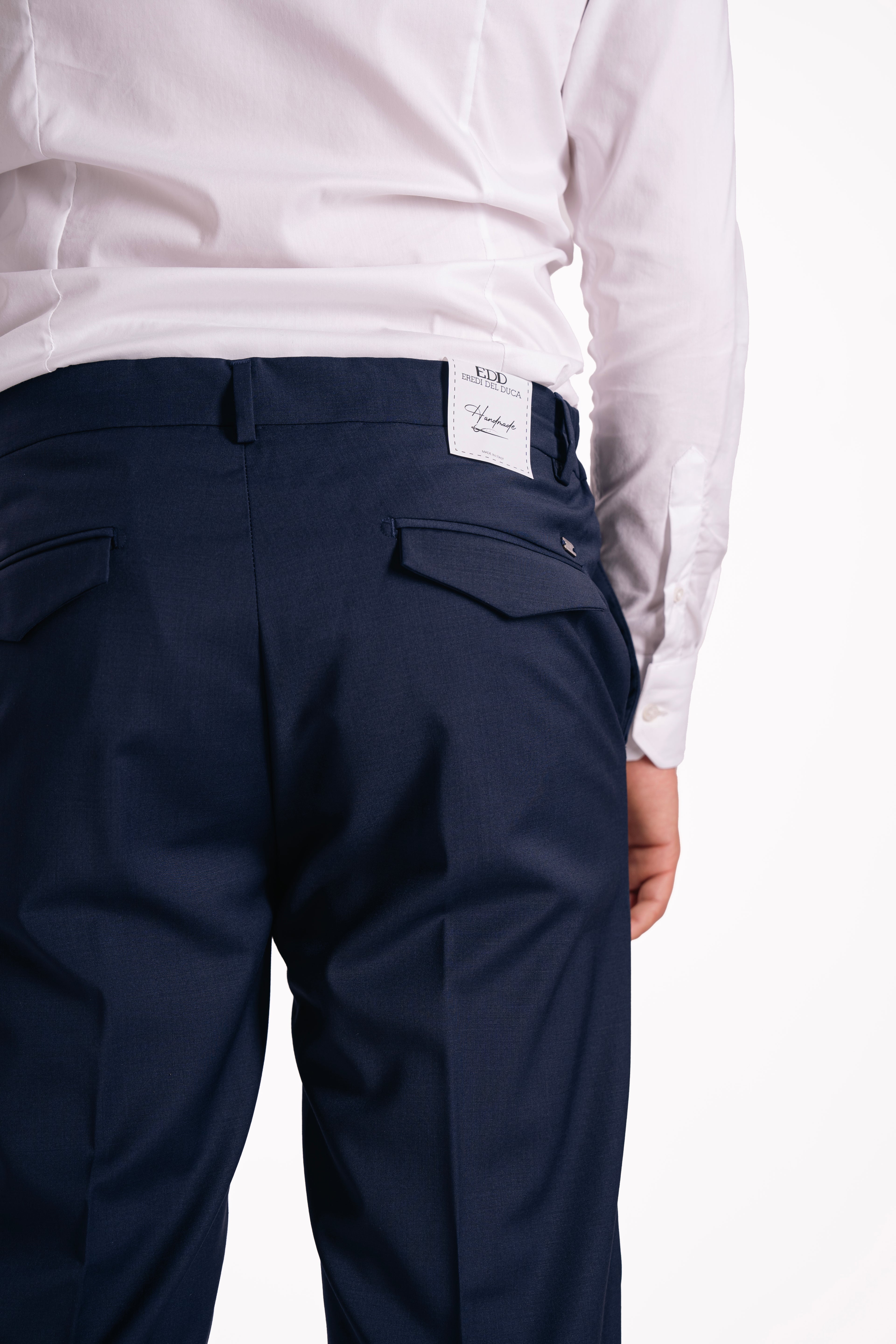 Pantalone con elastico laterale in fresco lana