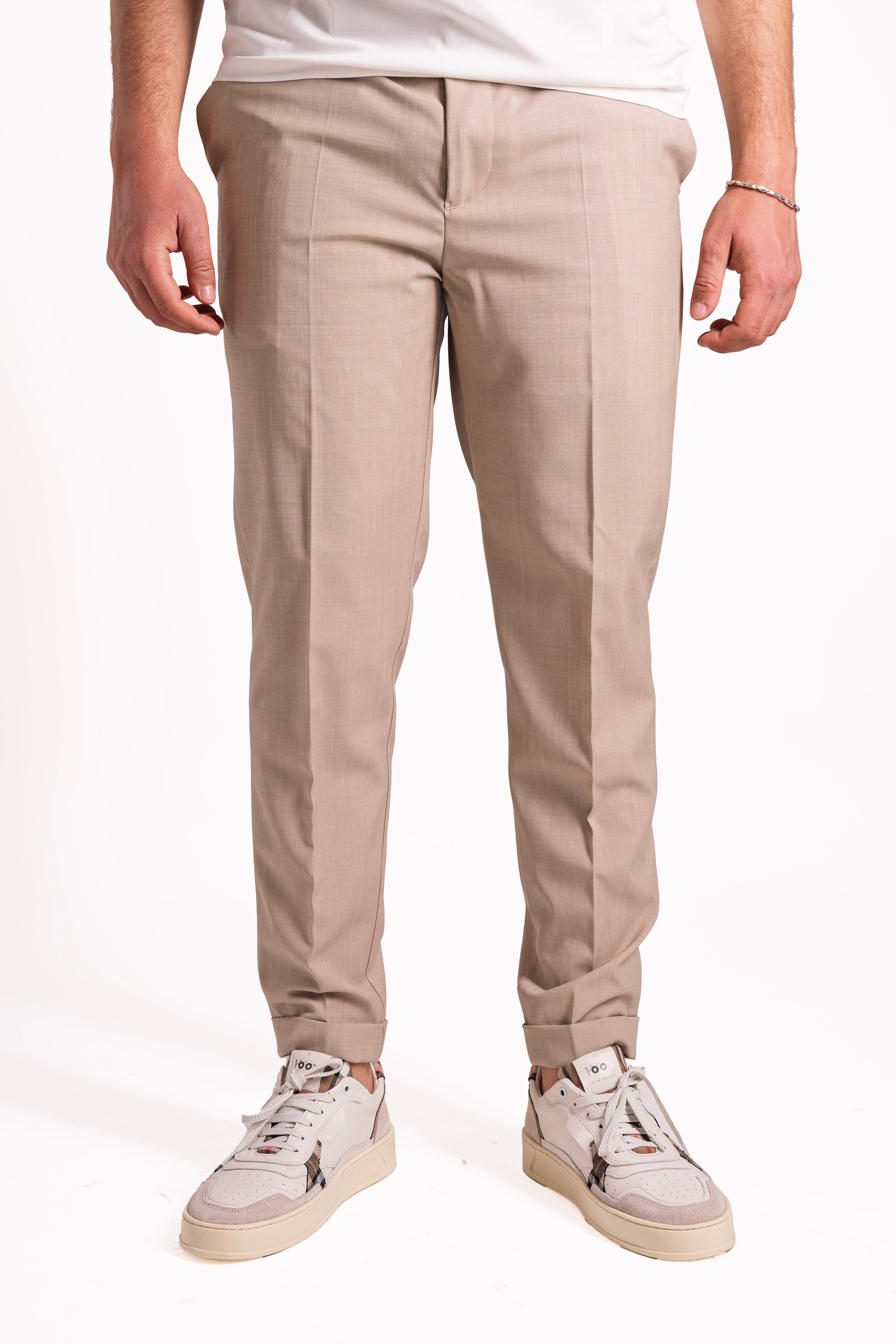 Pantalone con elastico laterale in fresco lana