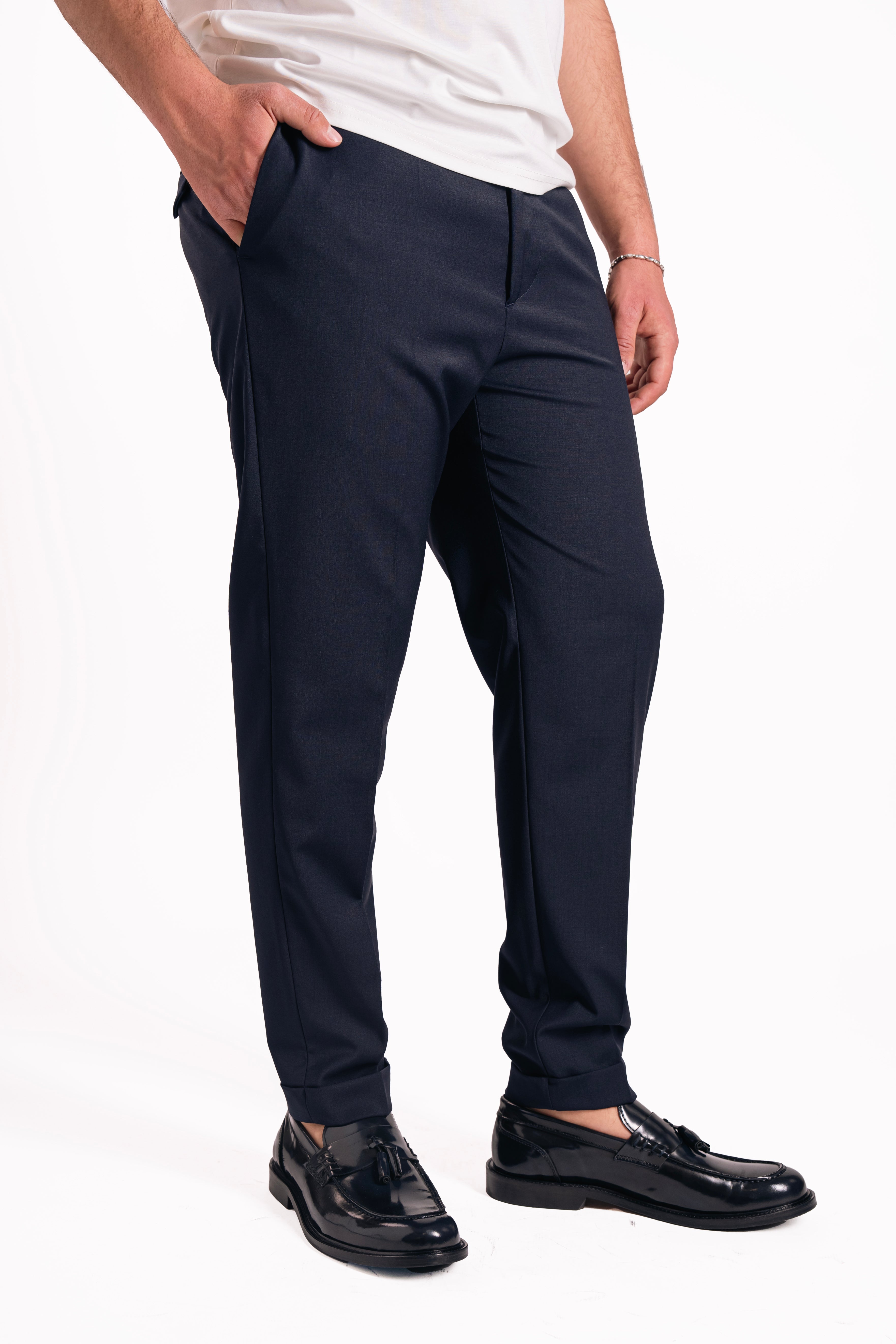 Pantalaccio con elastico laterale in fresco lana