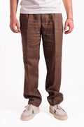 Pantalone regular fit in puro lino