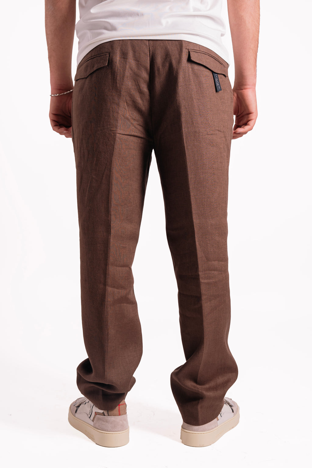 Pantalone regular fit in puro lino