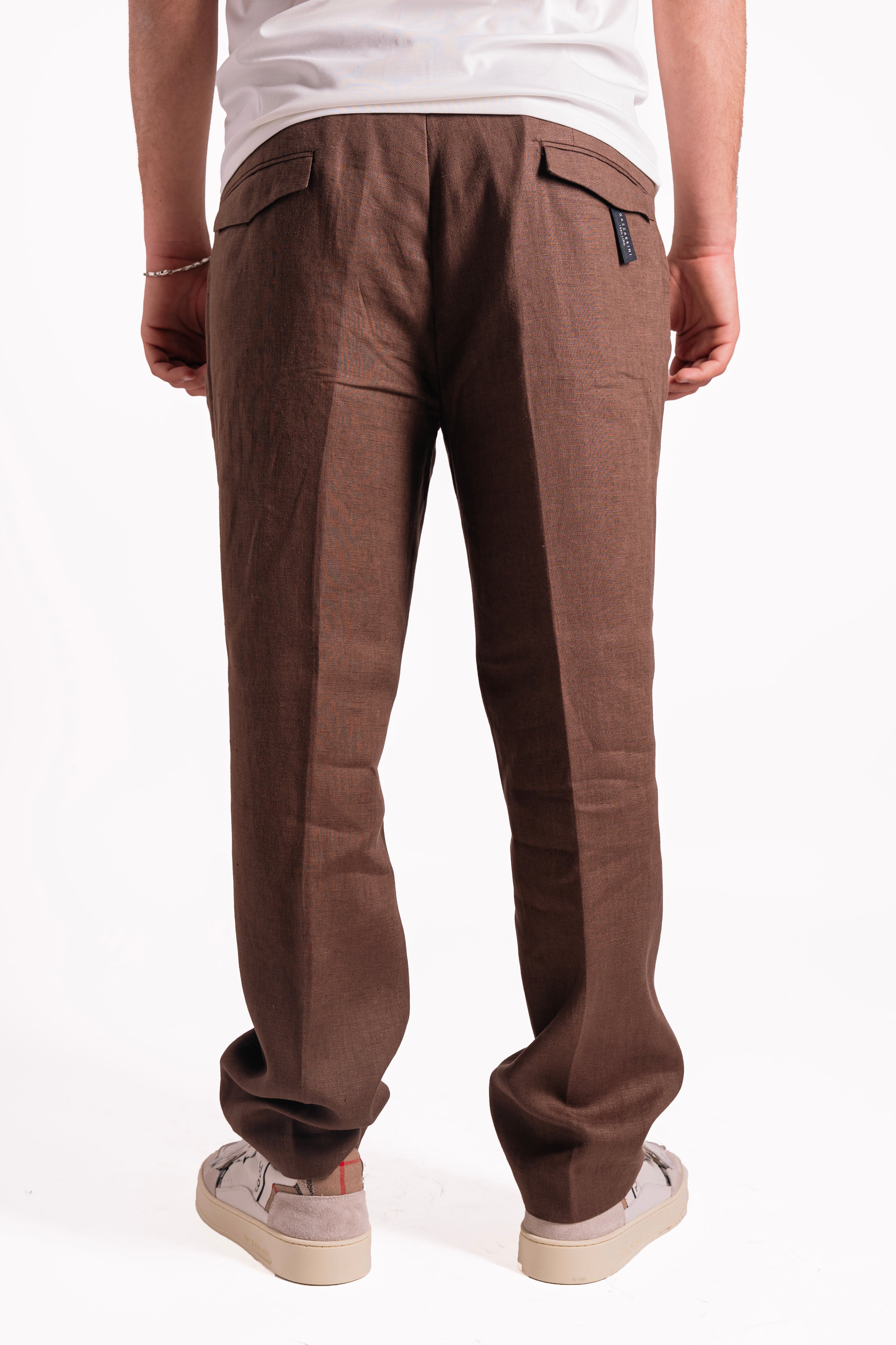 Pantalone regular fit in puro lino