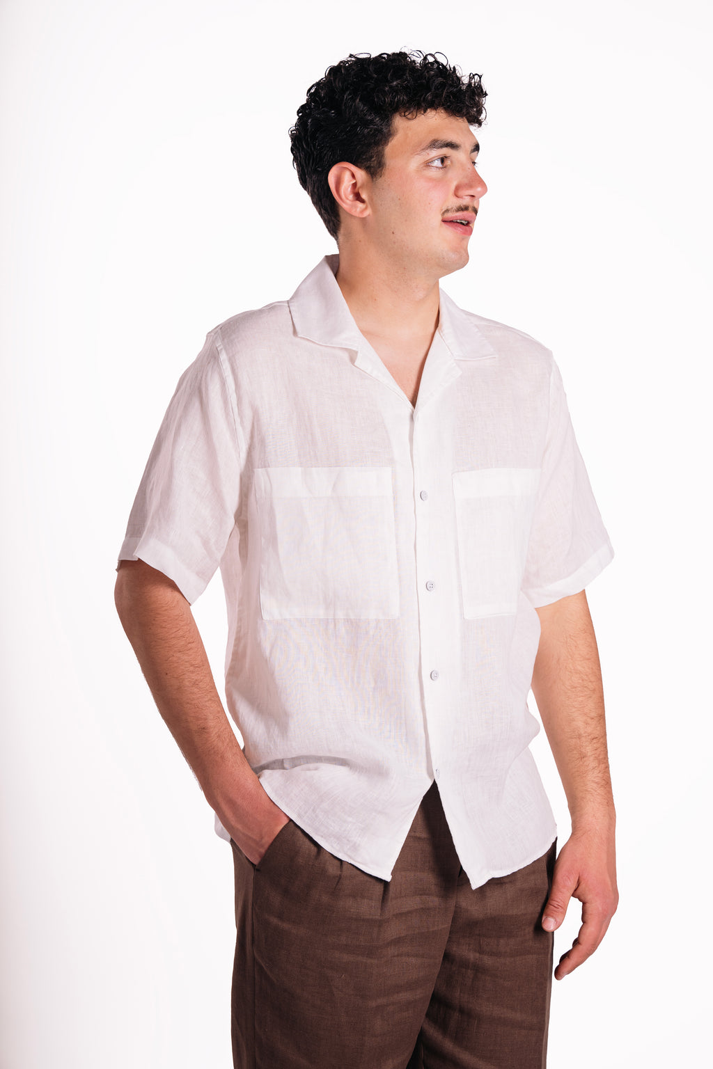 Camicia mezza manica 100% lino