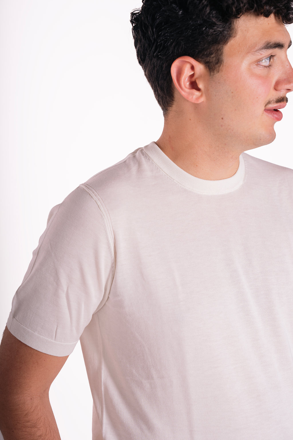 Maglia girocollo cotone e seta
