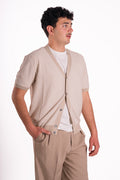 Cardigan mezze maniche in crepe di cotone