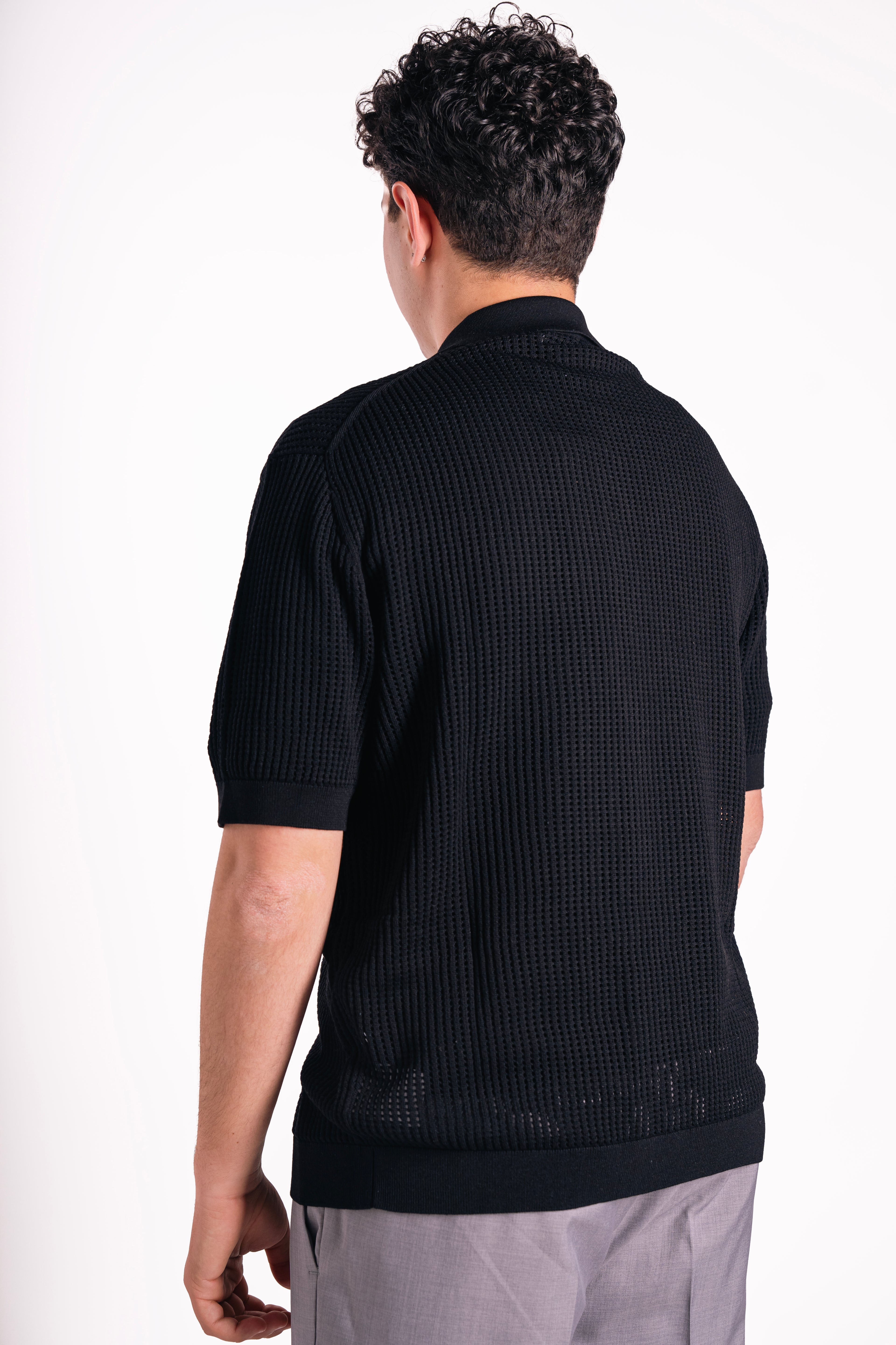 Cardigan traforato tencel e seta