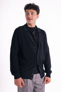 Cardigan traforato in crepe di cotone