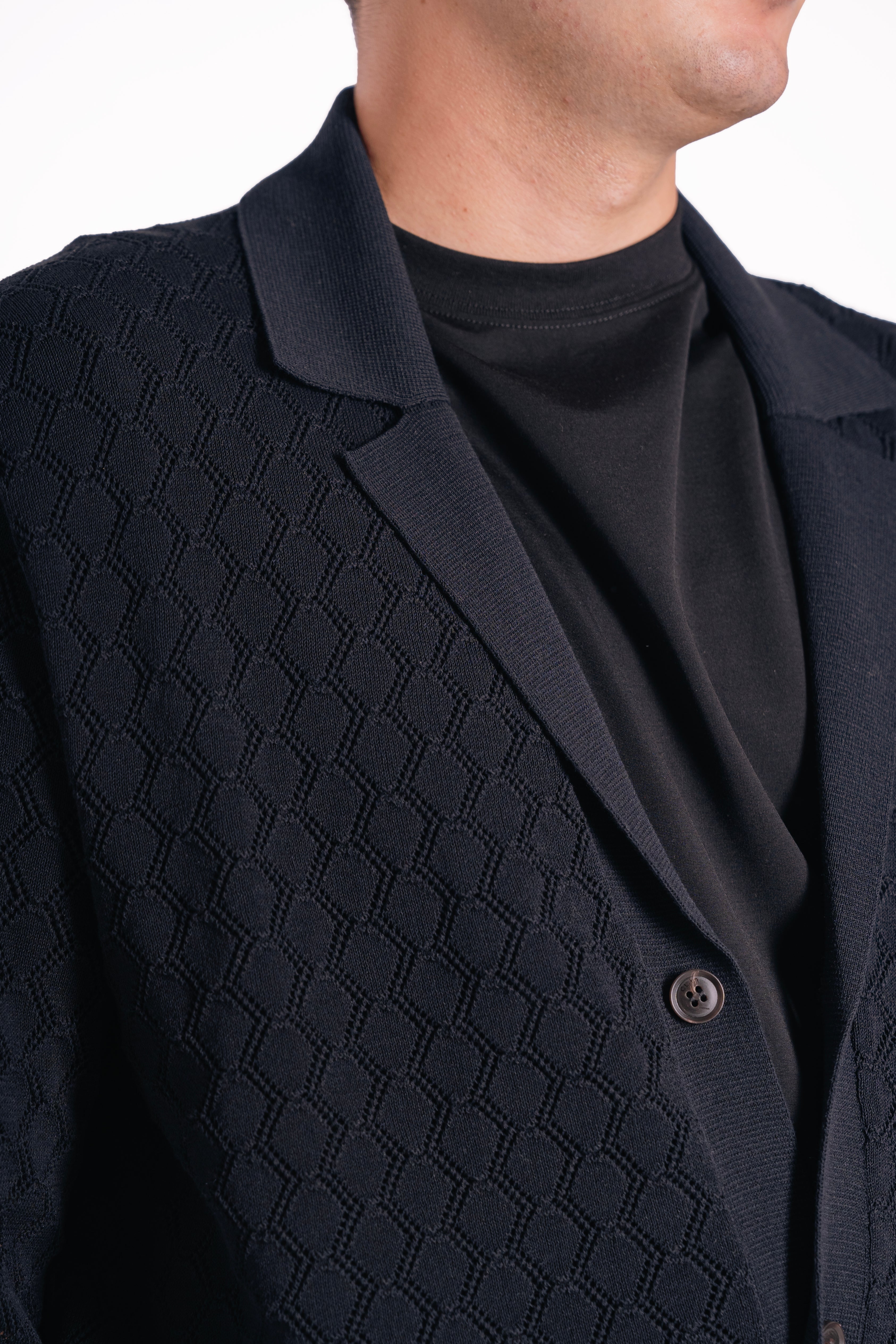 Cardigan traforato in crepe di cotone