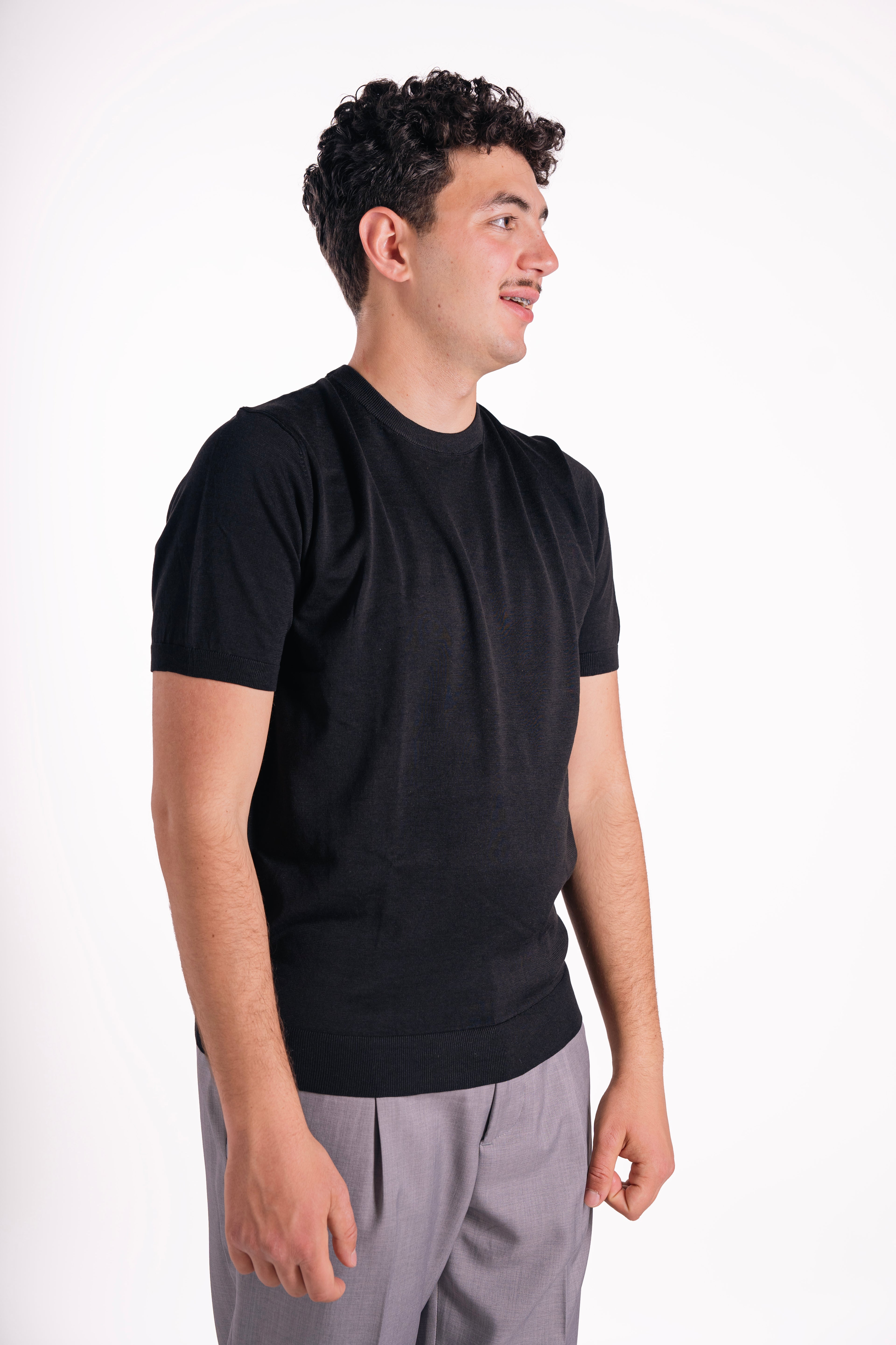 Maglia girocollo cotone e seta