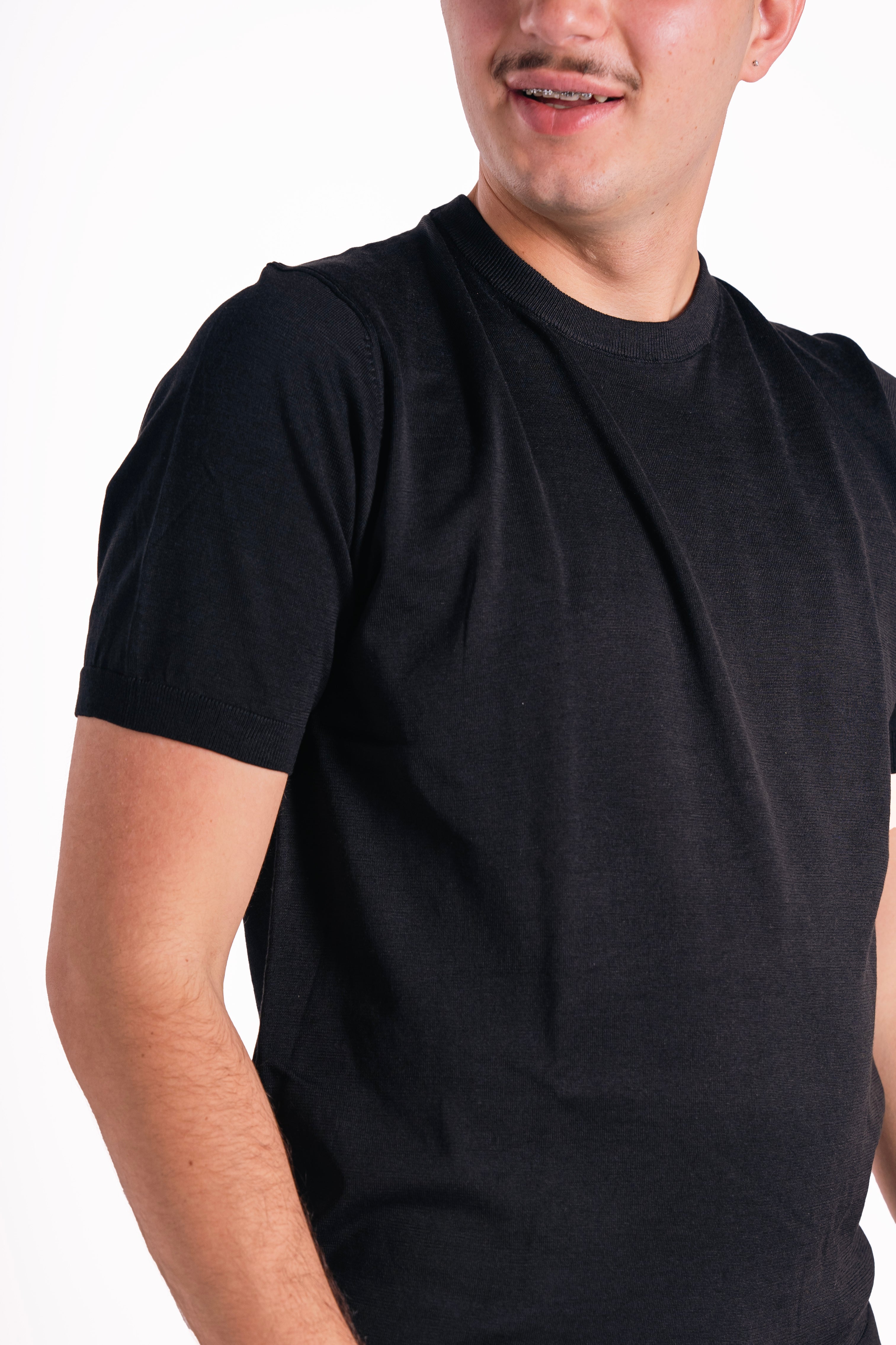Maglia girocollo cotone e seta