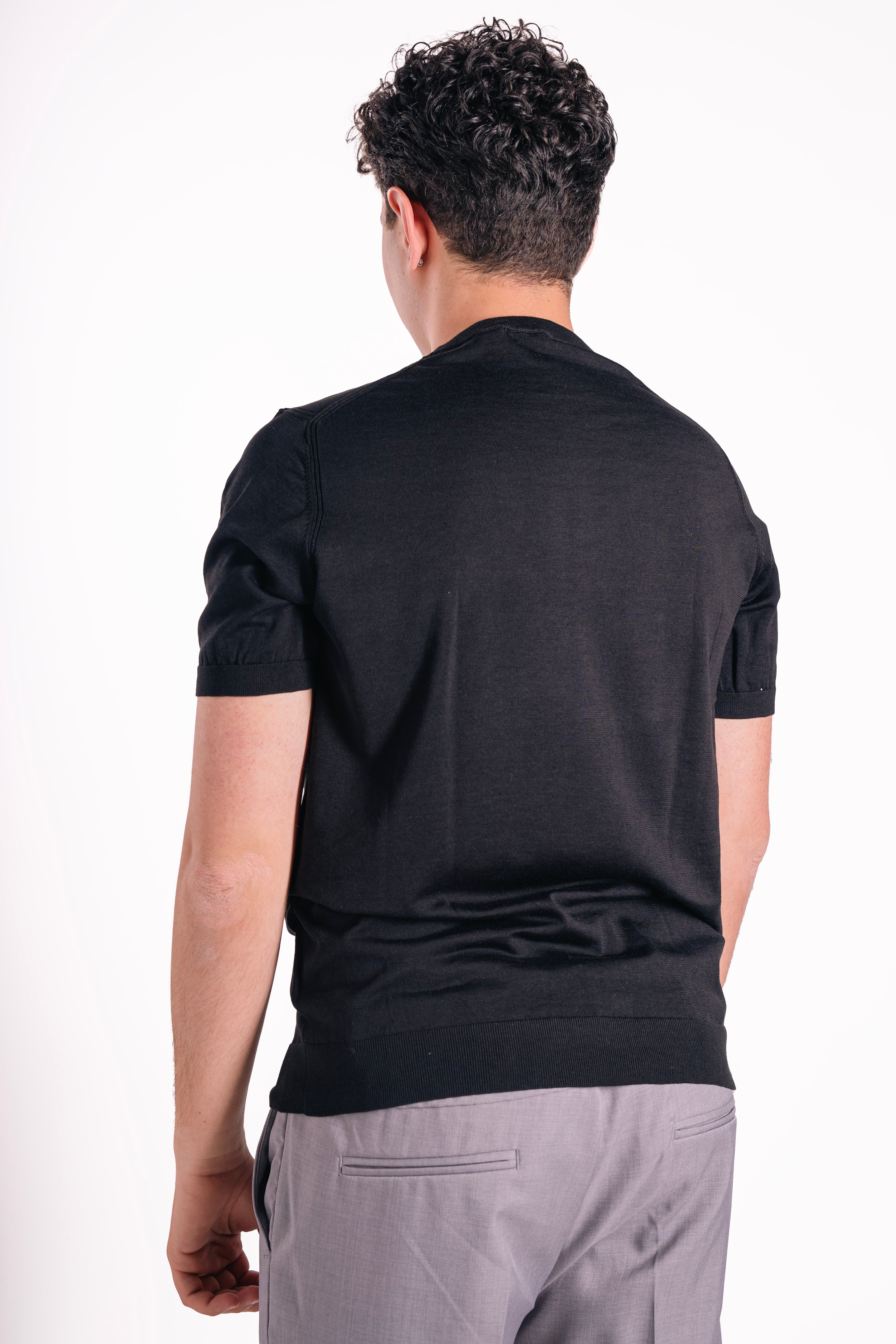 Maglia girocollo cotone e seta