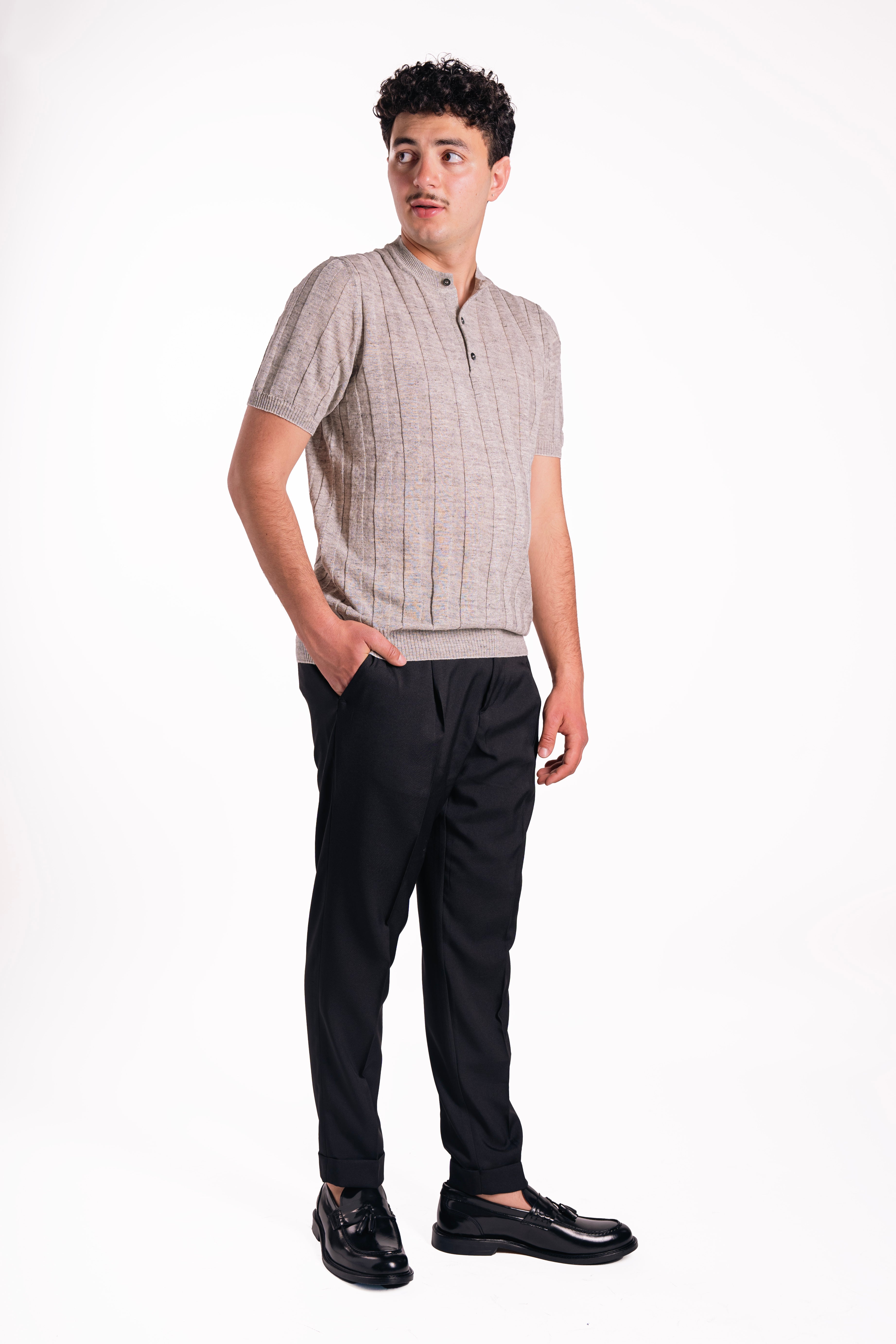 Maglia serafino lino e cotone