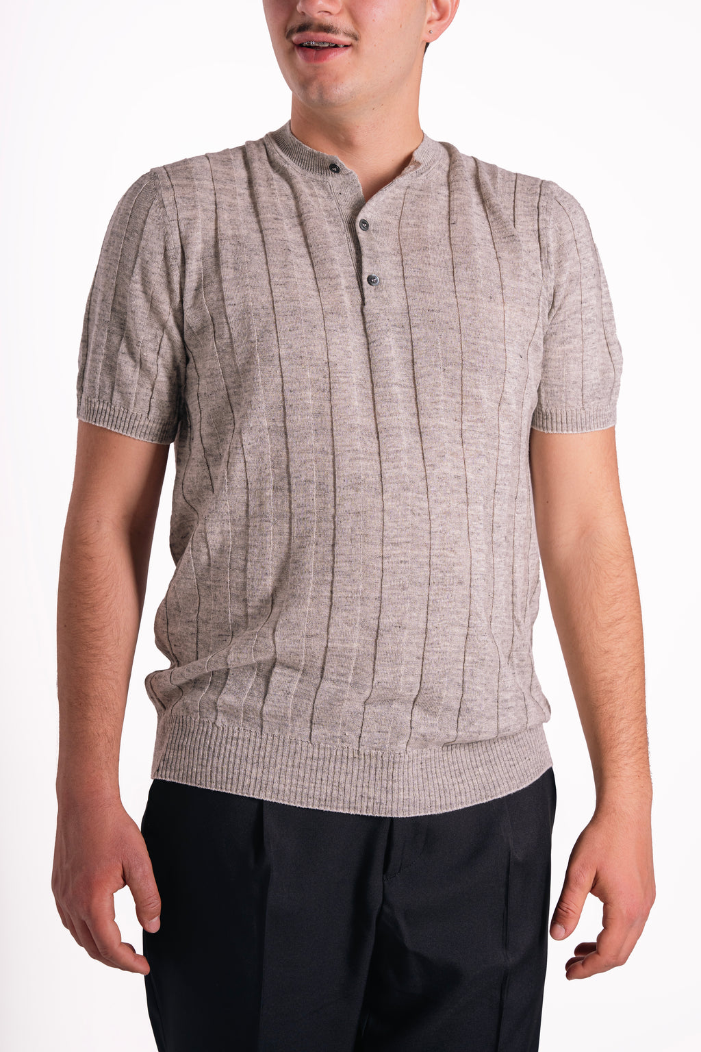 Maglia serafino lino e cotone