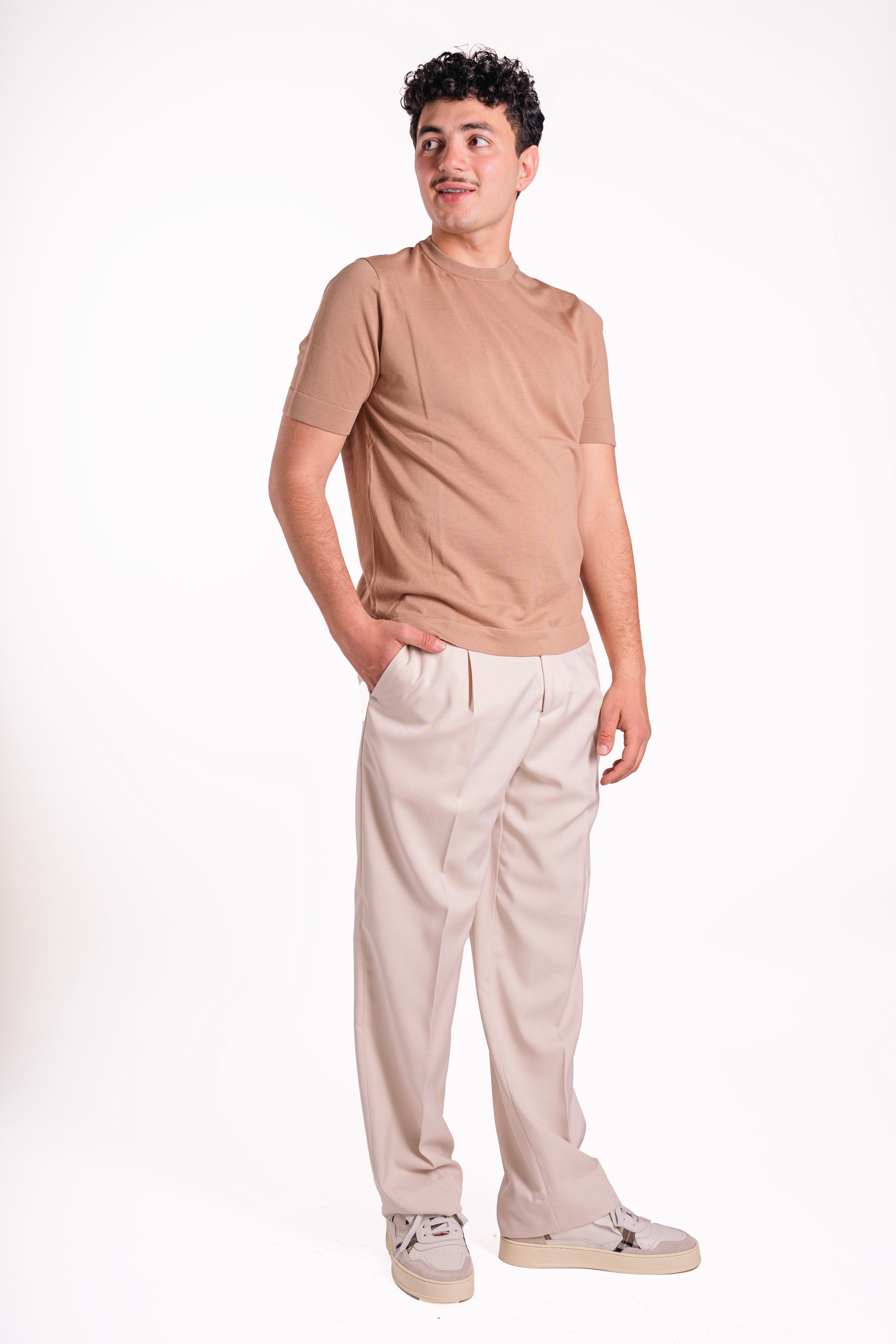 Maglia girocollo lyocell e seta