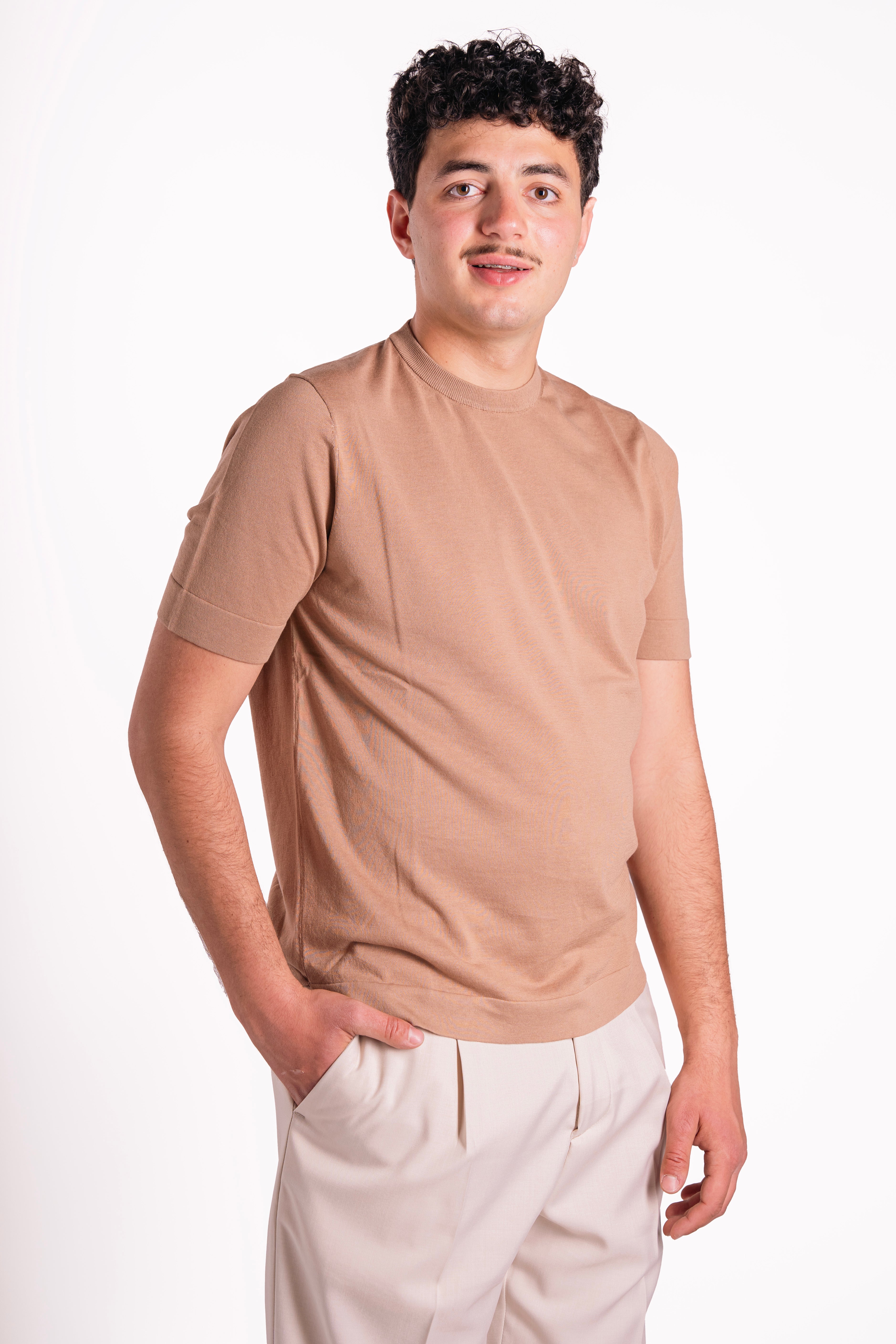 Maglia girocollo lyocell e seta