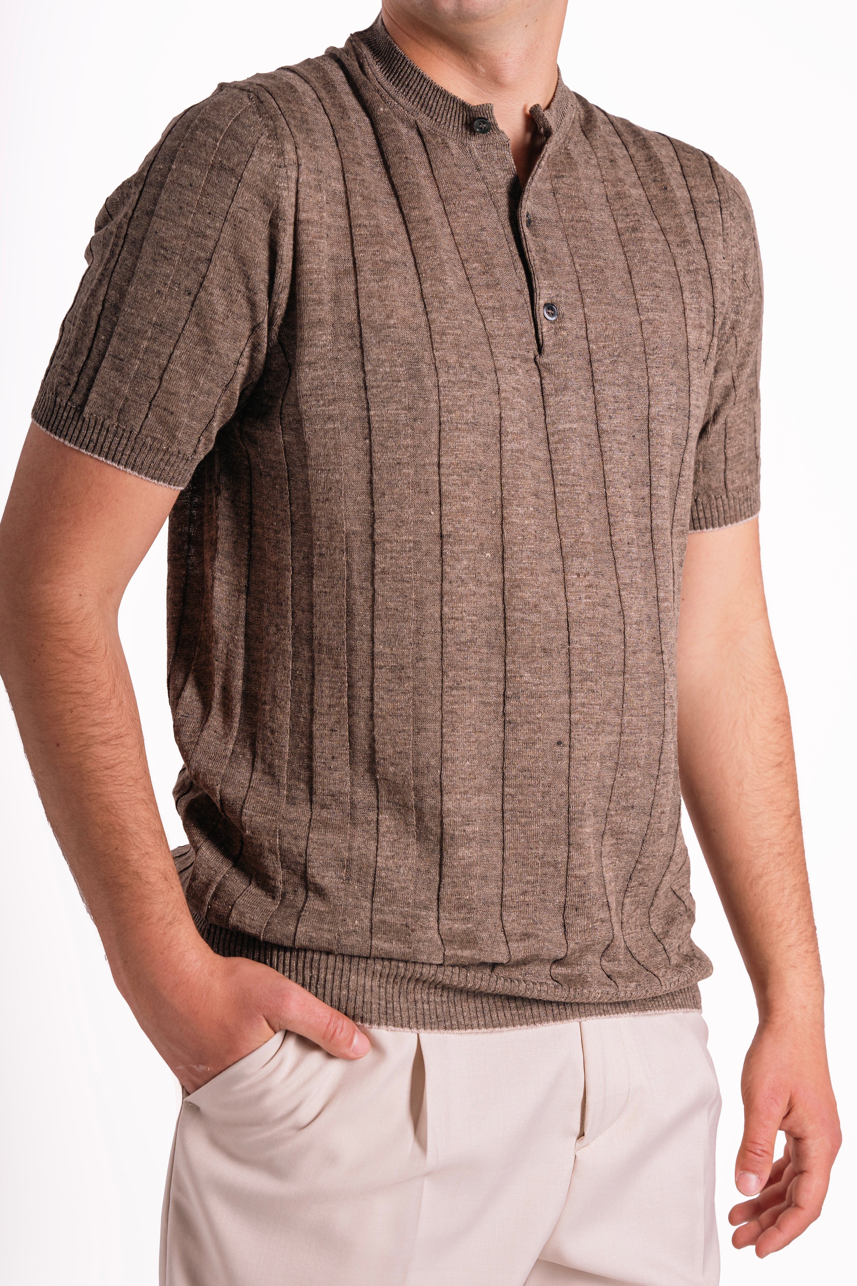 Maglia serafino lino e cotone