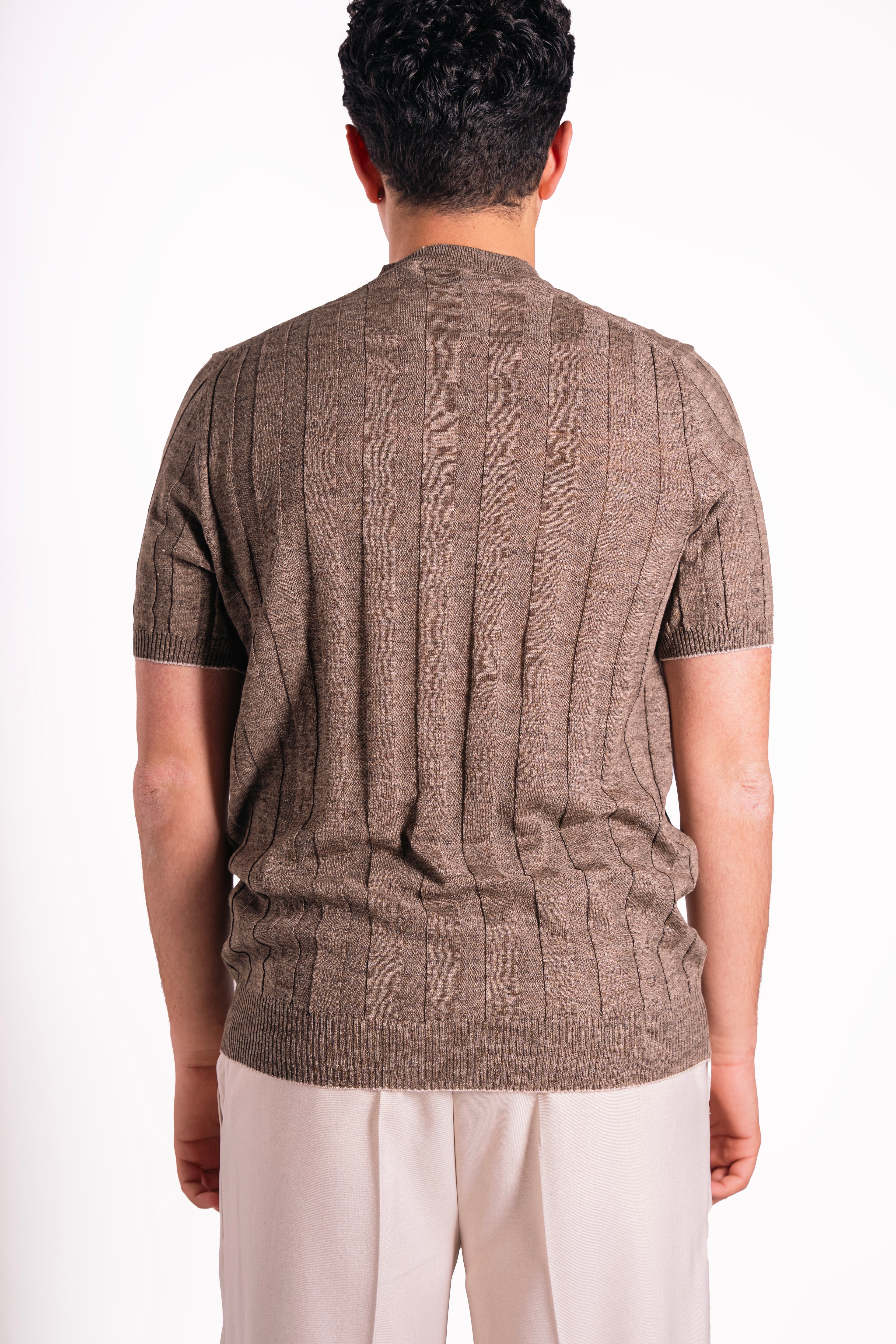 Maglia serafino lino e cotone