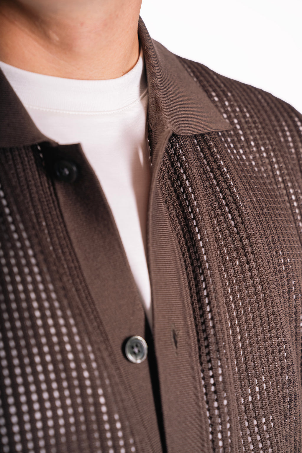 Cardigan traforato tencel e seta