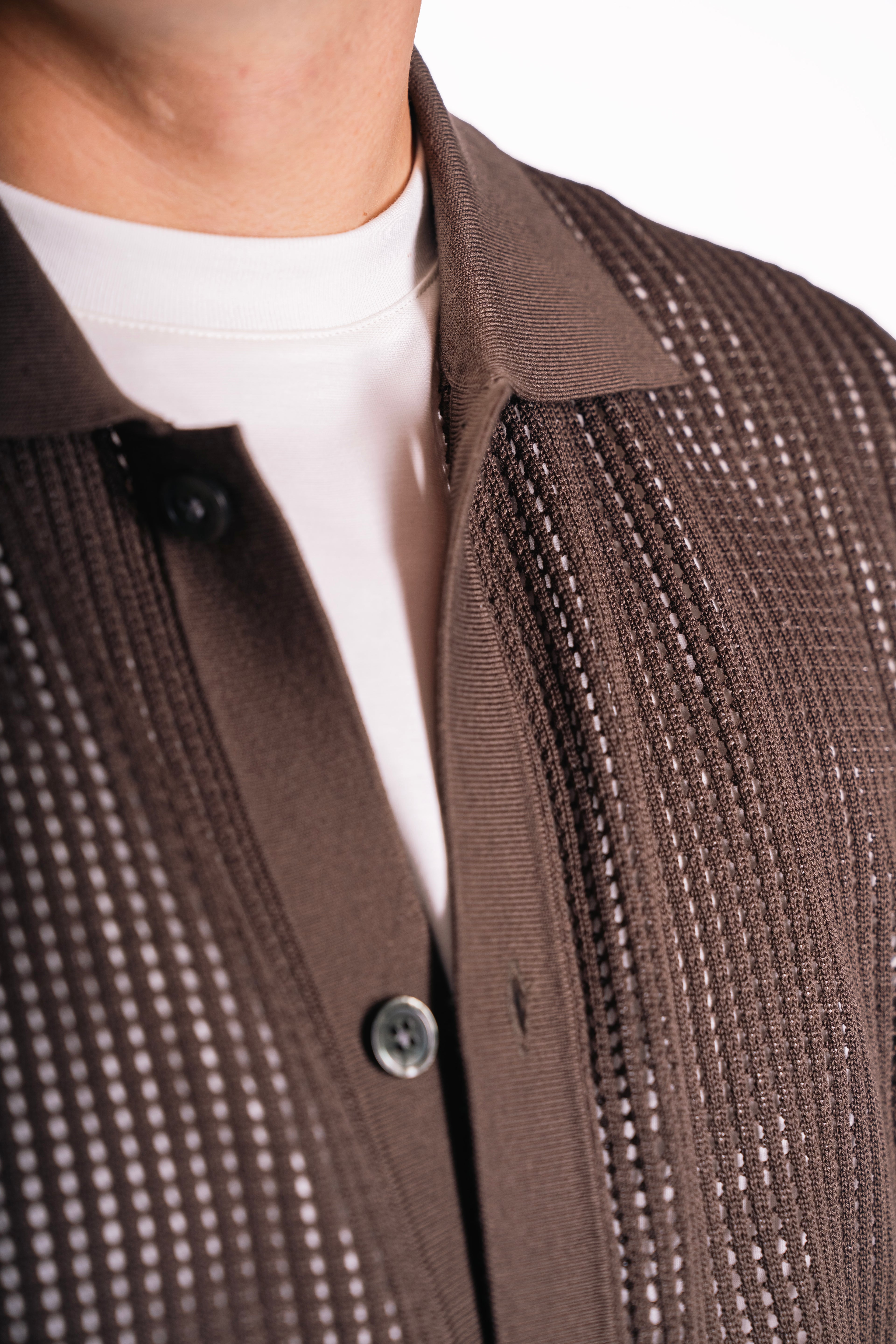 Cardigan traforato tencel e seta