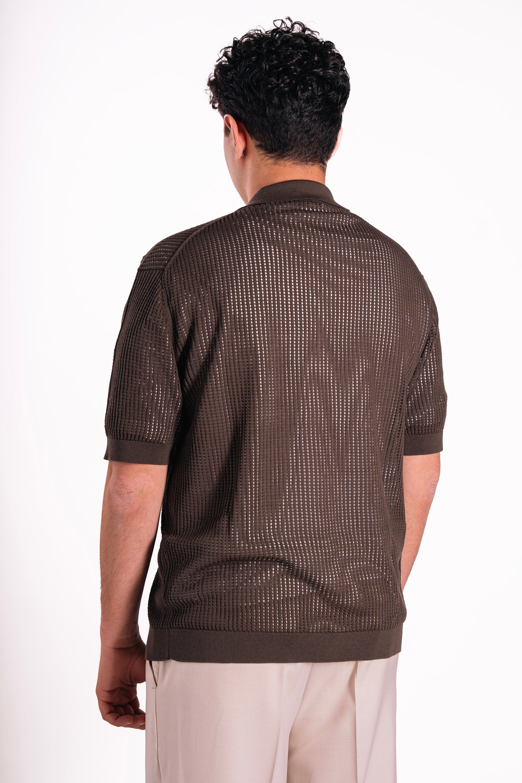 Cardigan traforato tencel e seta