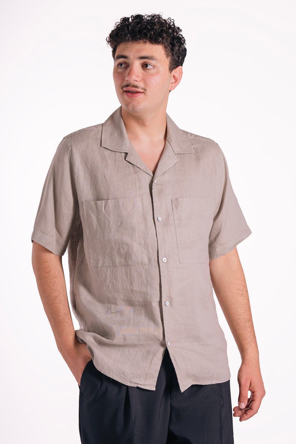 Camicia mezza manica 100% lino