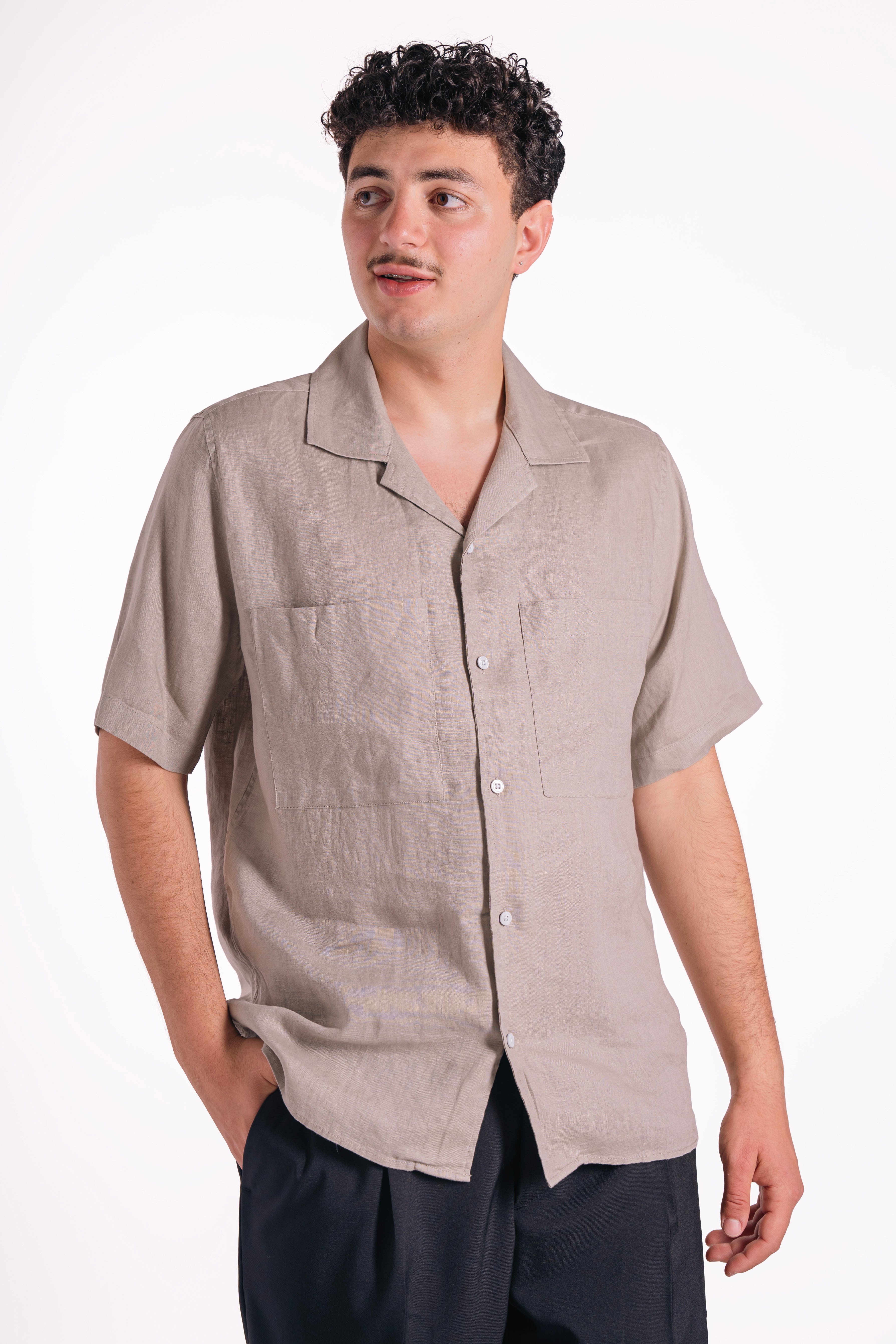 Camicia mezza manica 100% lino