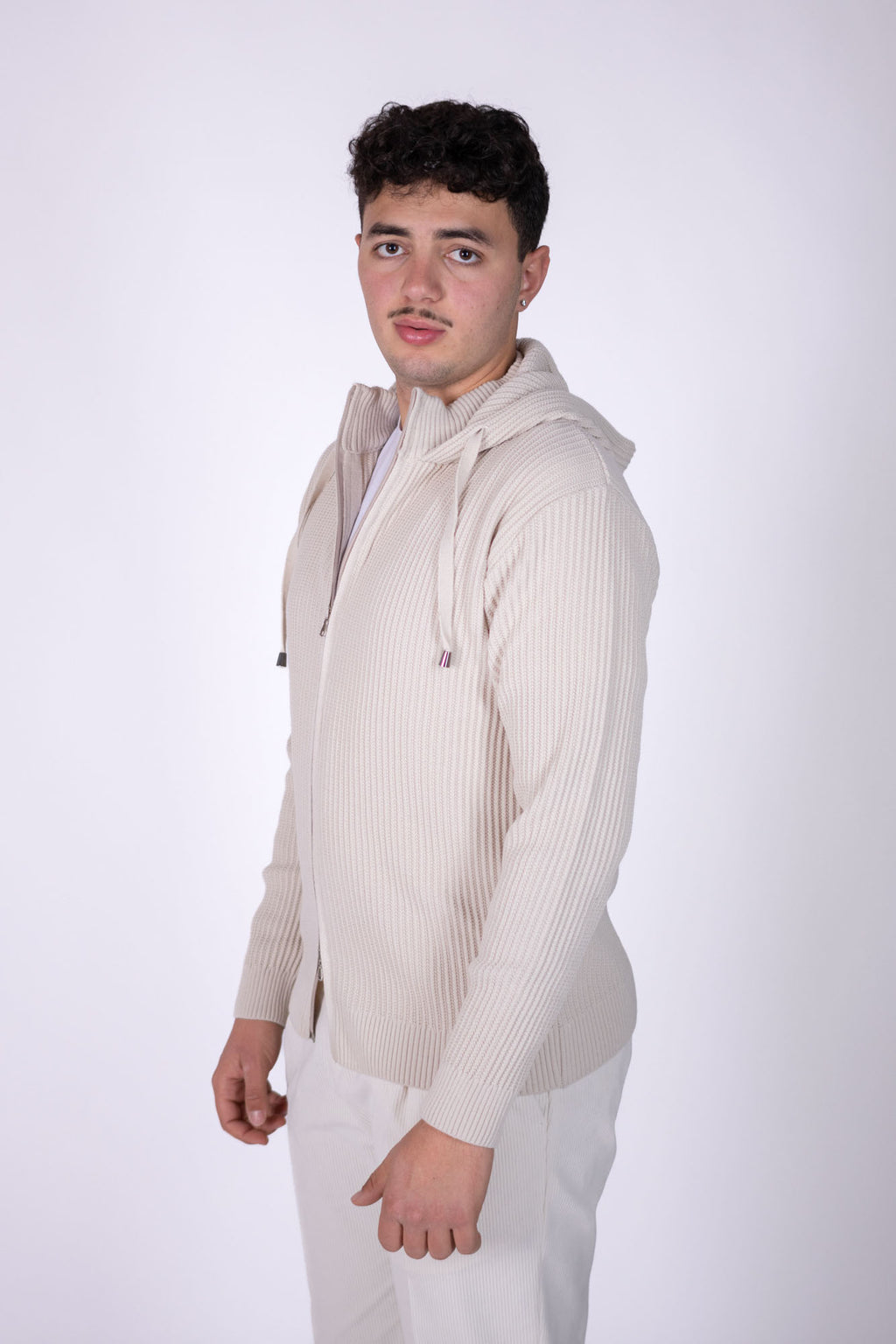 Cardigan con zip in lana