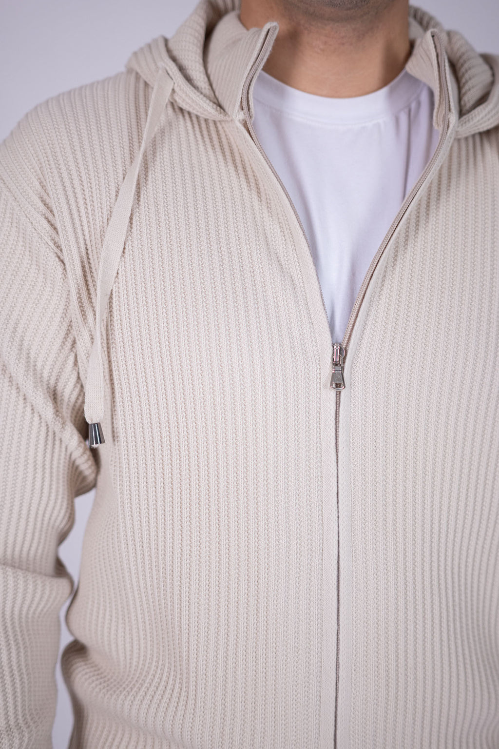 Cardigan con zip in lana