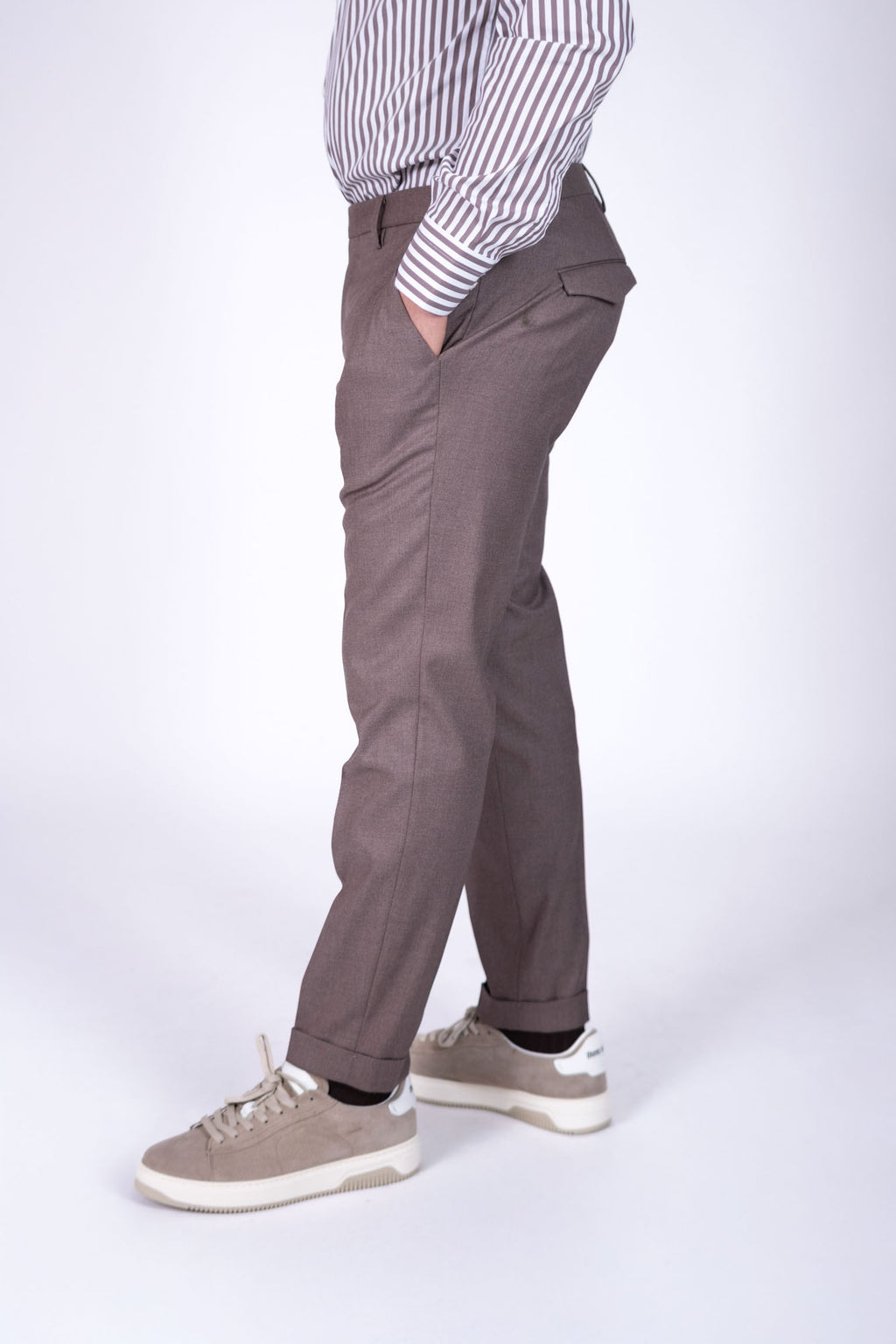 Pantalone Eredi Del Duca in lana con abbottonatura laterale