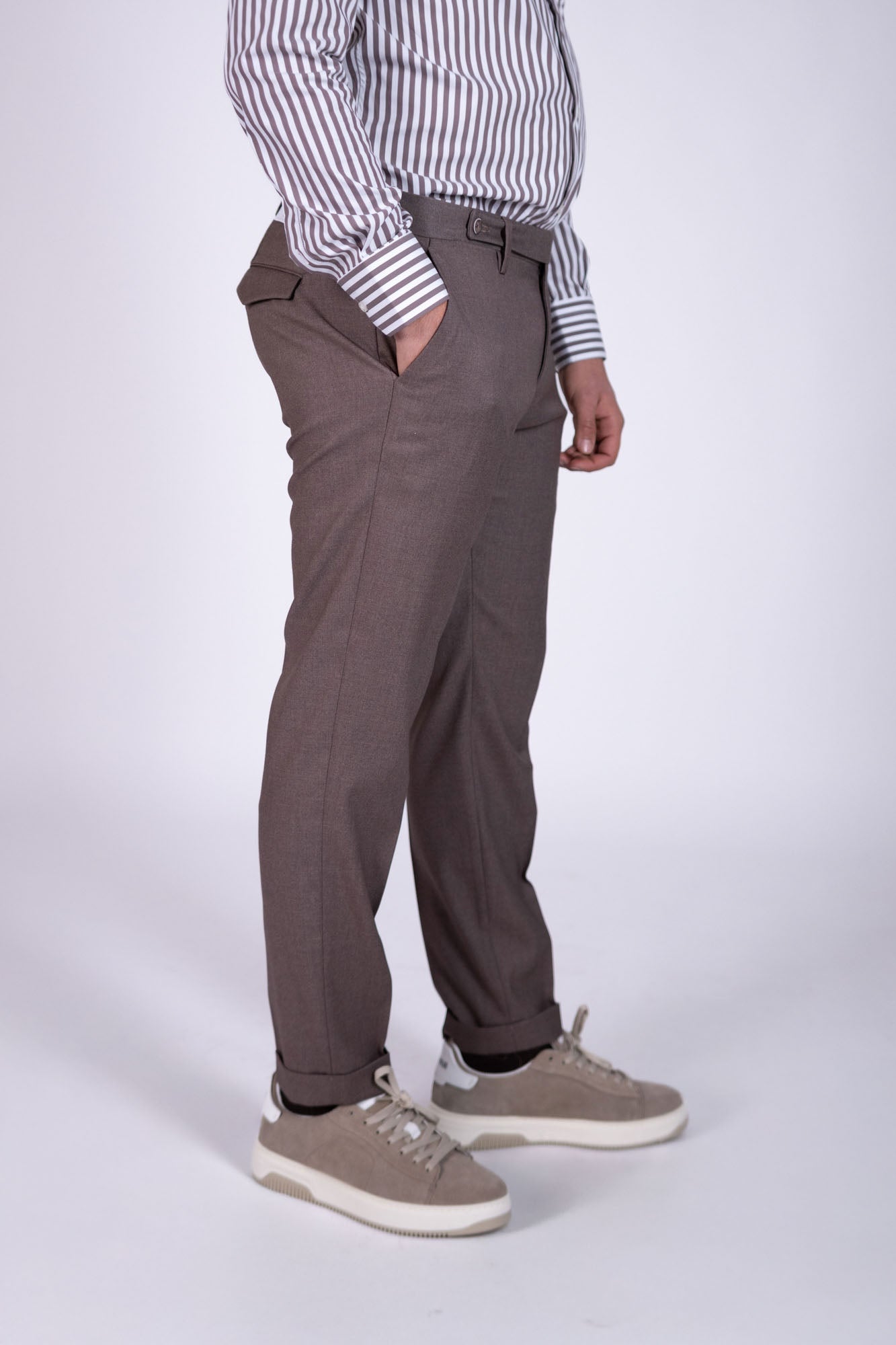 Pantalone Eredi Del Duca in lana con abbottonatura laterale